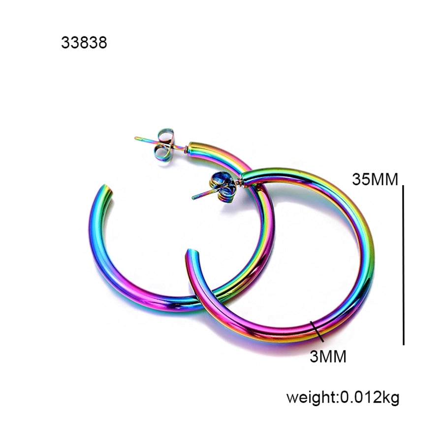 Multicolor hoepel oorbellen [304 roestvrij staal, 18K vergulde goud]