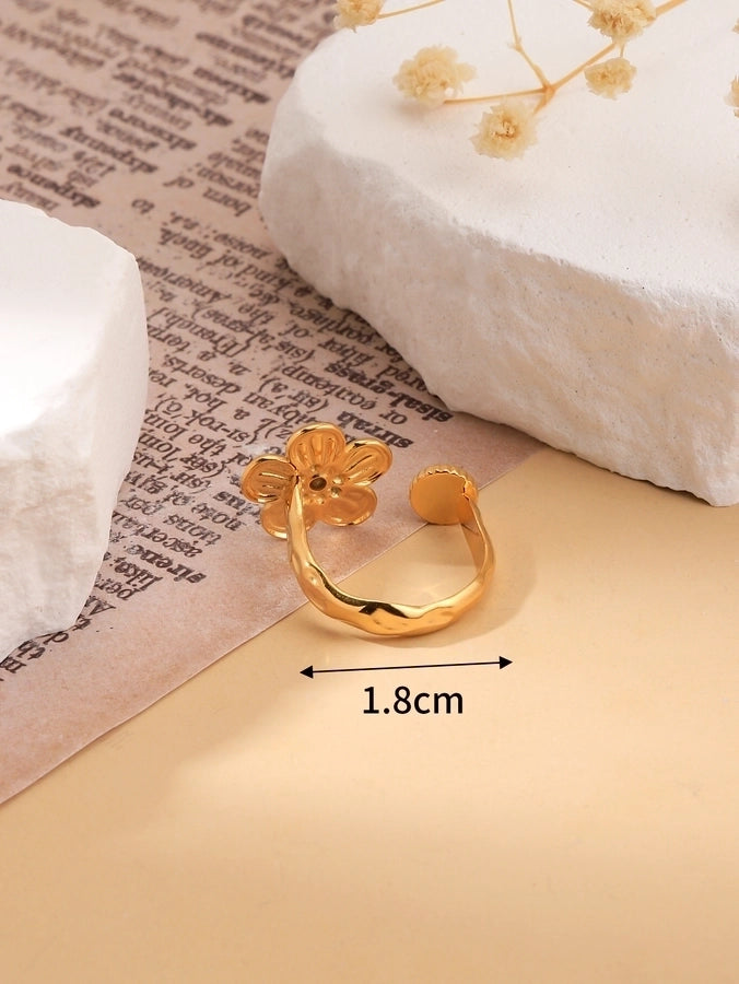 Natural Stone Zircon Ring [304 Stainless Steel 18K Gold Plated]