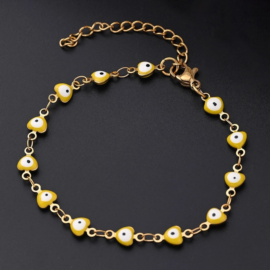 Bracciale a forma di cuore dell'occhio del diavolo [acciaio inossidabile 304, oro 18K placcato]