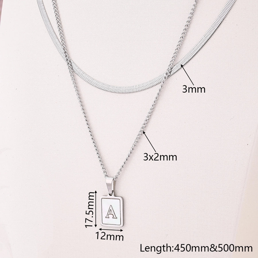 Silver Casual Simple Style Letter Rectangle Necklace [304 Stainless Steel]