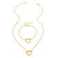 Heart Shape Hollow Jewelry Set [304 Stainless Steel,18K Gold Plated]