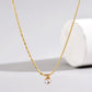 Round Zircon Necklace [304 Stainless Steel,14K Gold Plated]