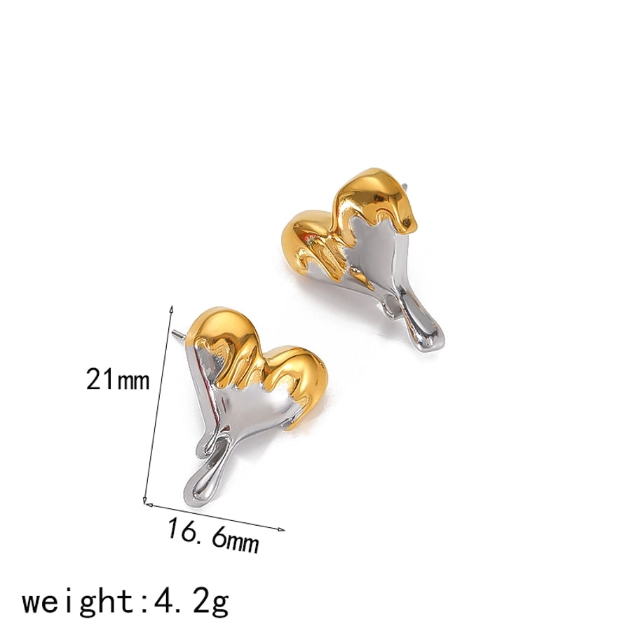 Heart Shape Earrings/Necklace [304 Stainless Steel, 18K Gold Plated]