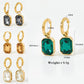 Square Zircon Drop Earrings [304 Stainless Steel,16K Gold Plated]