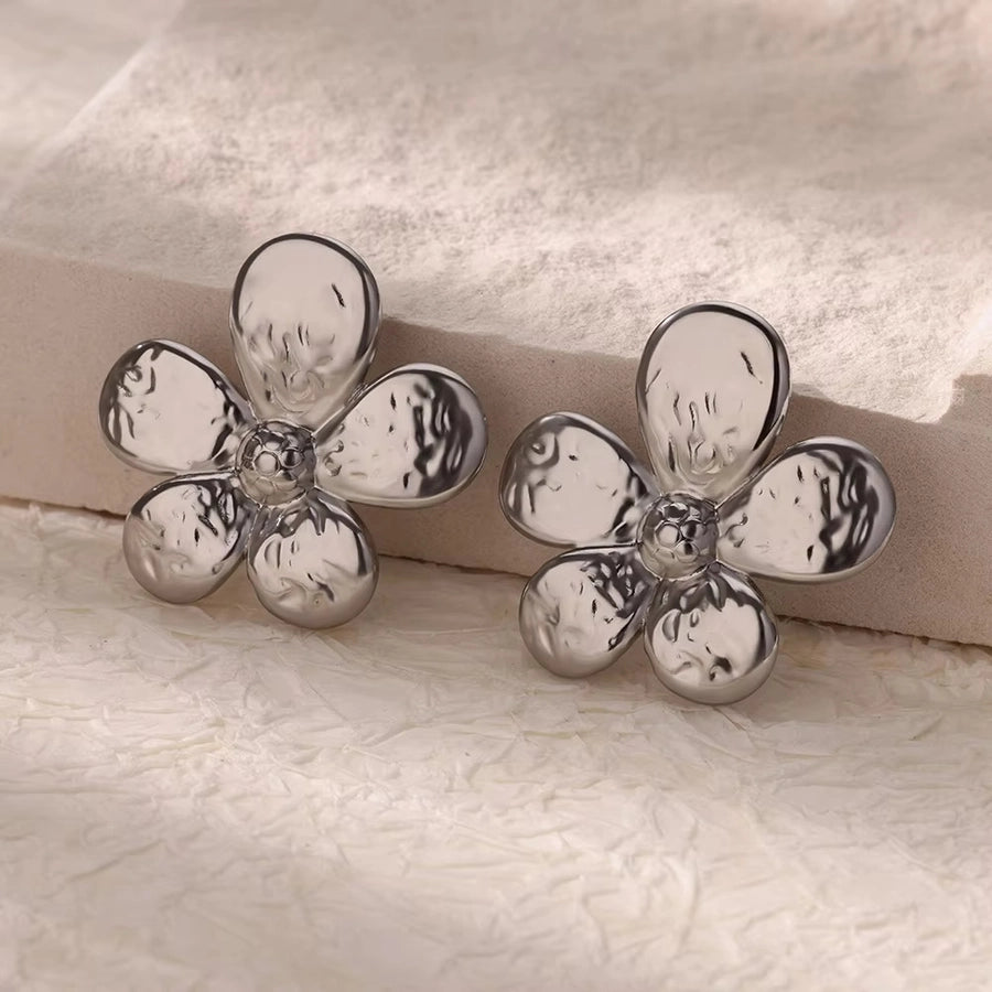 Modern Style Geometric Flower Ear Studs  [304 Stainless Steel]