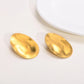 Flat Oval Plating Earrings [304 Stainless Steel,18K Gold Plated]