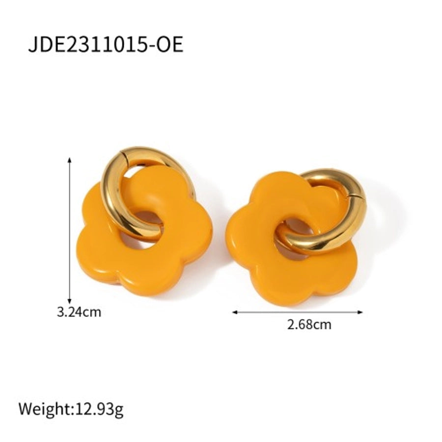 Flower Grape Resin Earrings [304 Stainless Steel, 18K Gold Plated]