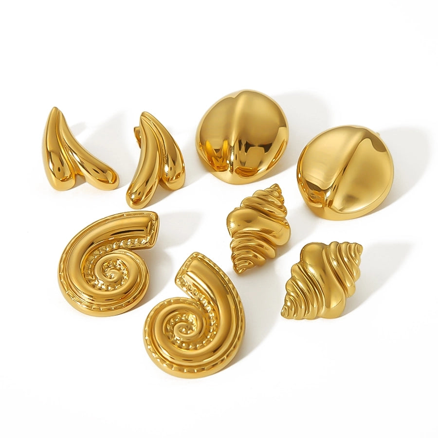 Mix Shell Earrings [304 Stainless Steel,18K Gold Plated]