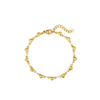 Volledige hartvorm armband/ketting [304 roestvrij staal, 18K vergulde goud]