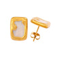 Oval Butterfly Rectangle Enamel Earrings [304 Stainless Steel,18K Gold Plated]