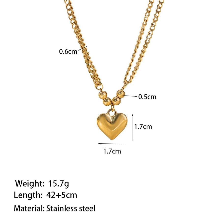 Heart Shape Curb Chain Necklace/Bracelet [304 Stainless Steel 18K Gold Plated]