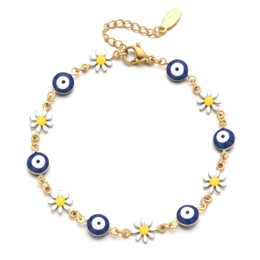 Devil's eye Flower Enamel Bracelets [Stainless Steel]