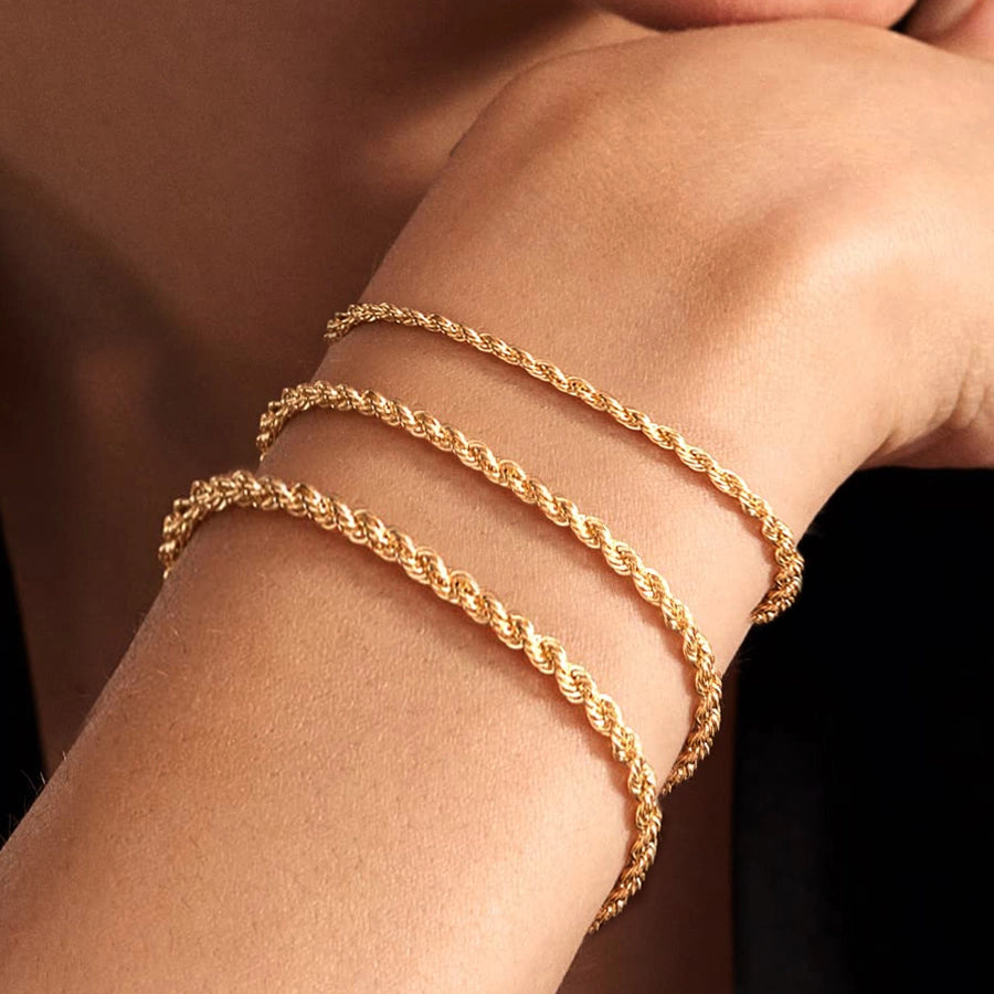 Twist Rope Chain Bracelets [304 Stainless Steel,18K Gold Plated]