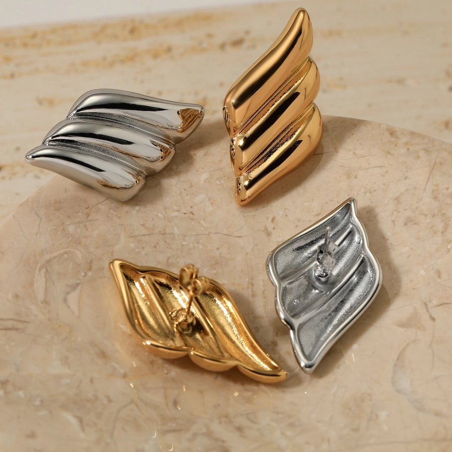 Wings Earrings [304 Stainless Steel,16K Gold Plated]