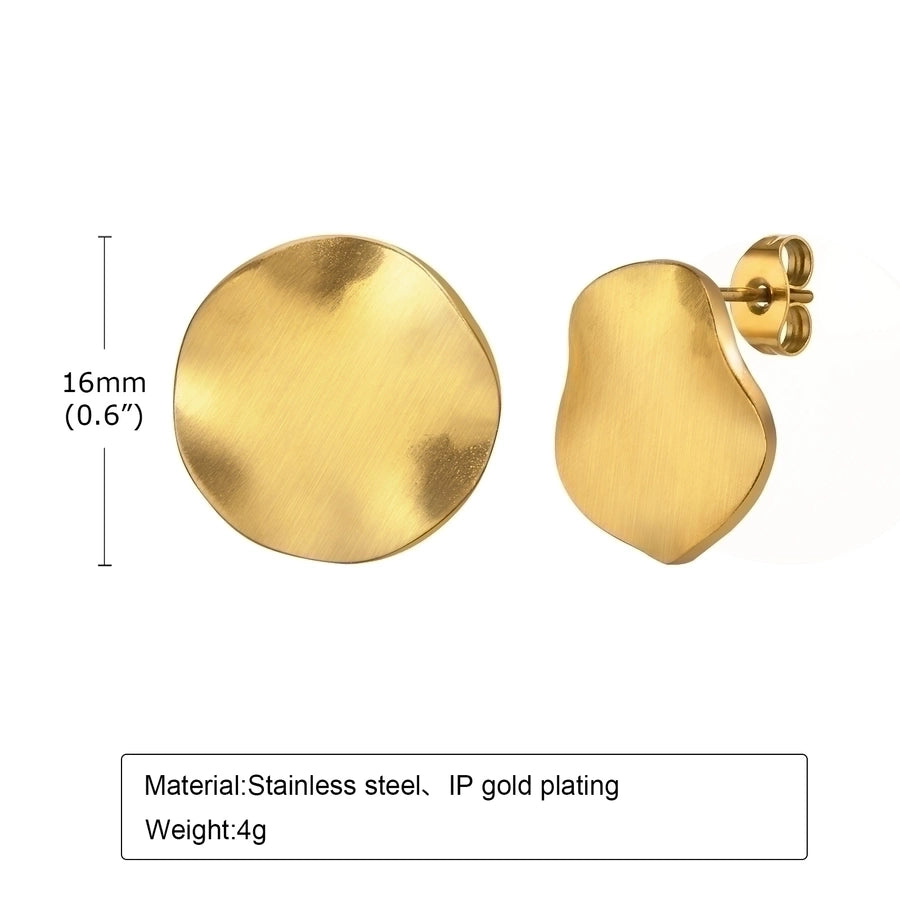 Flat Oval Plating Earrings [304 Stainless Steel,18K Gold Plated]