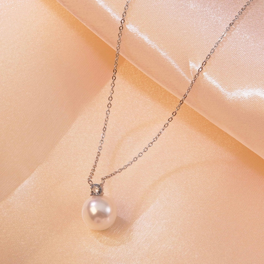 Small bead Artificial Rhinestones Necklace [304 Stainless Steel,18K Gold Plated]