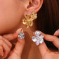 Mix Flower Earrings [304 Stainless Steel,18K Gold Plated]