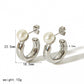 C Shape Polishing Pearl Earrings [304 Stainless Steel,18K Gold Plated]