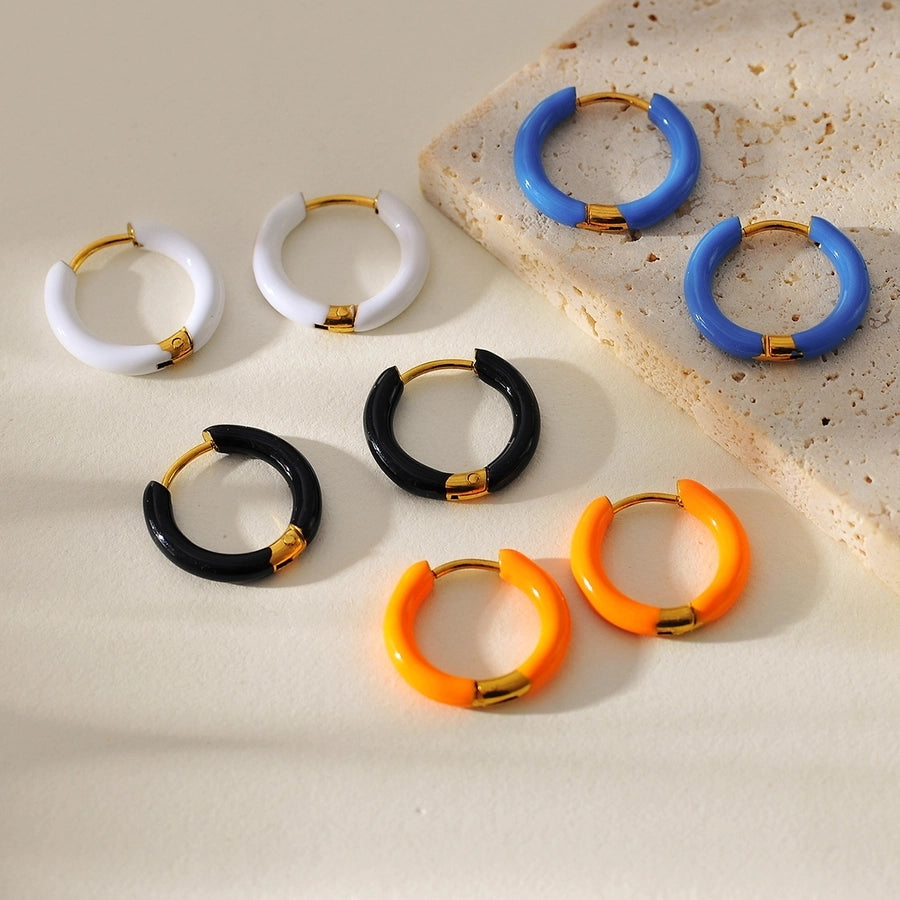 Circle Colored Hoop Earrings [304 Stainless Steel]