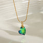 Star Heart Shape Butterfly Glass Necklace [304 Stainless Steel,18K Gold Plated]