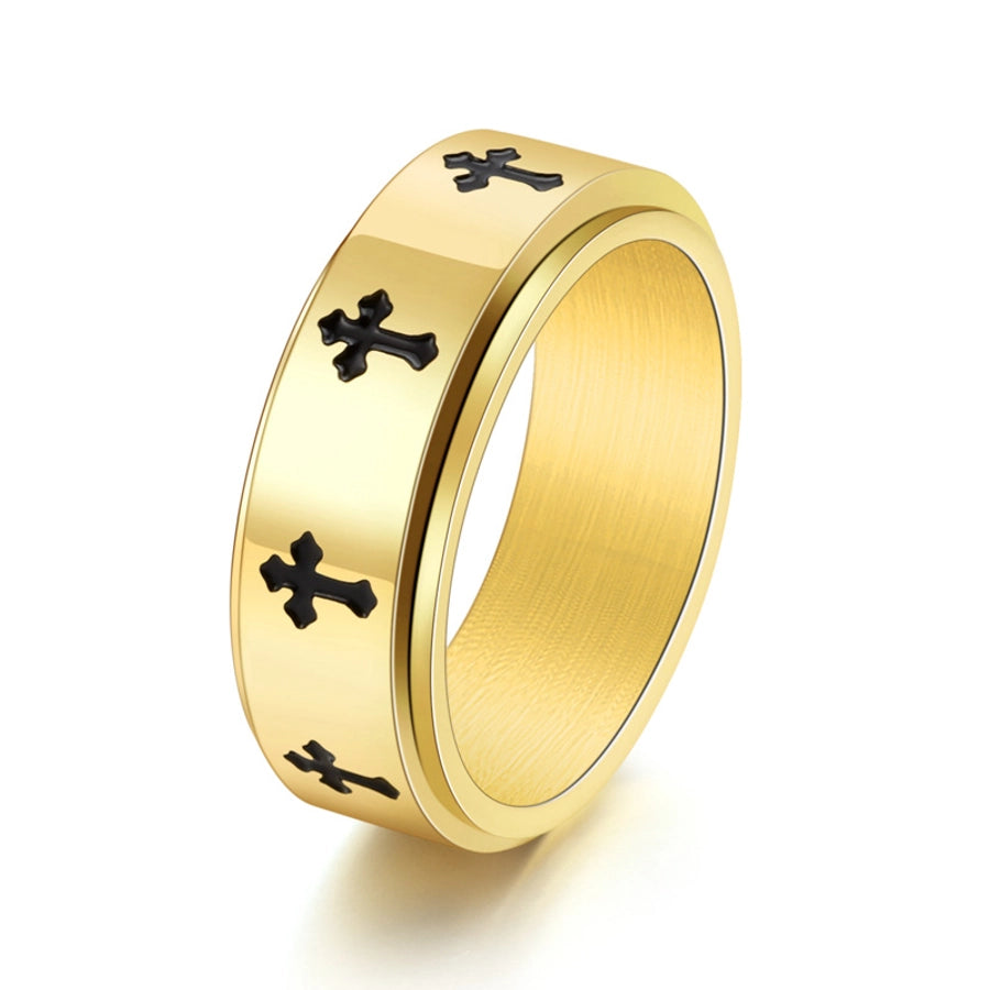 Cross Ring [304 Stainless Steel 18K Gold Plated]