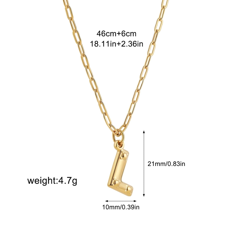 Jewelry Preppy Style Solid Color Shiny Letter 304 Stainless Steel Pendant Necklace