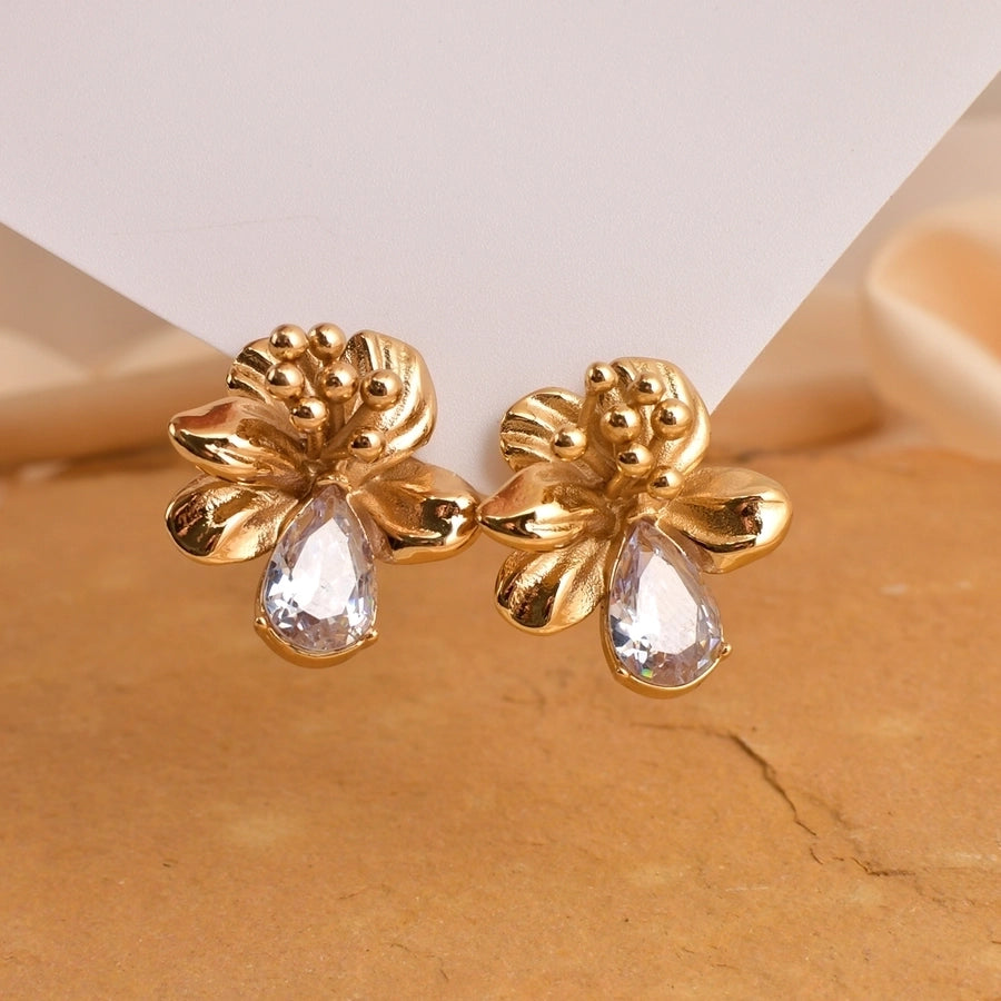 Elegant Simple Style Flower 304 Stainless Steel Drop Earrings