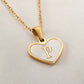 Letter Shell Heart Pendant Necklace [304 Stainless Steel,18K Gold Plated]