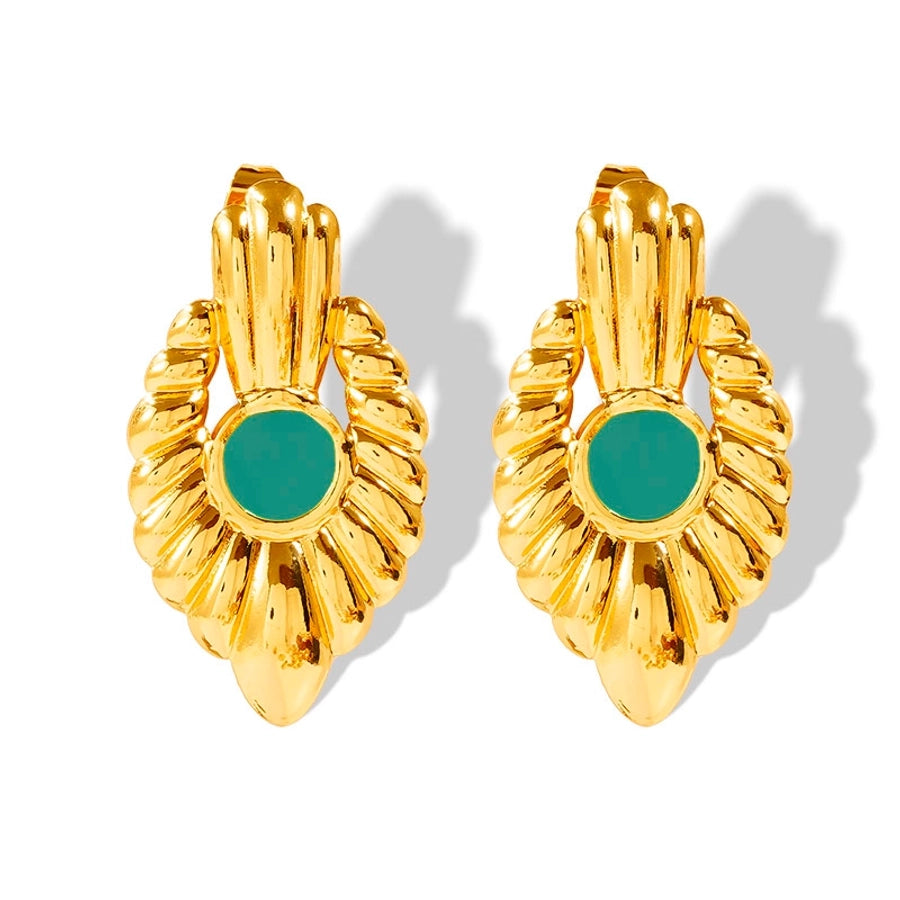 Vintage Enamel Earrings [304 Stainless Steel,18K Gold Plated]