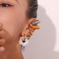 Acrylic Flower Hoop Drop Earrings [304 Stainless Steel,18K Gold Plated]