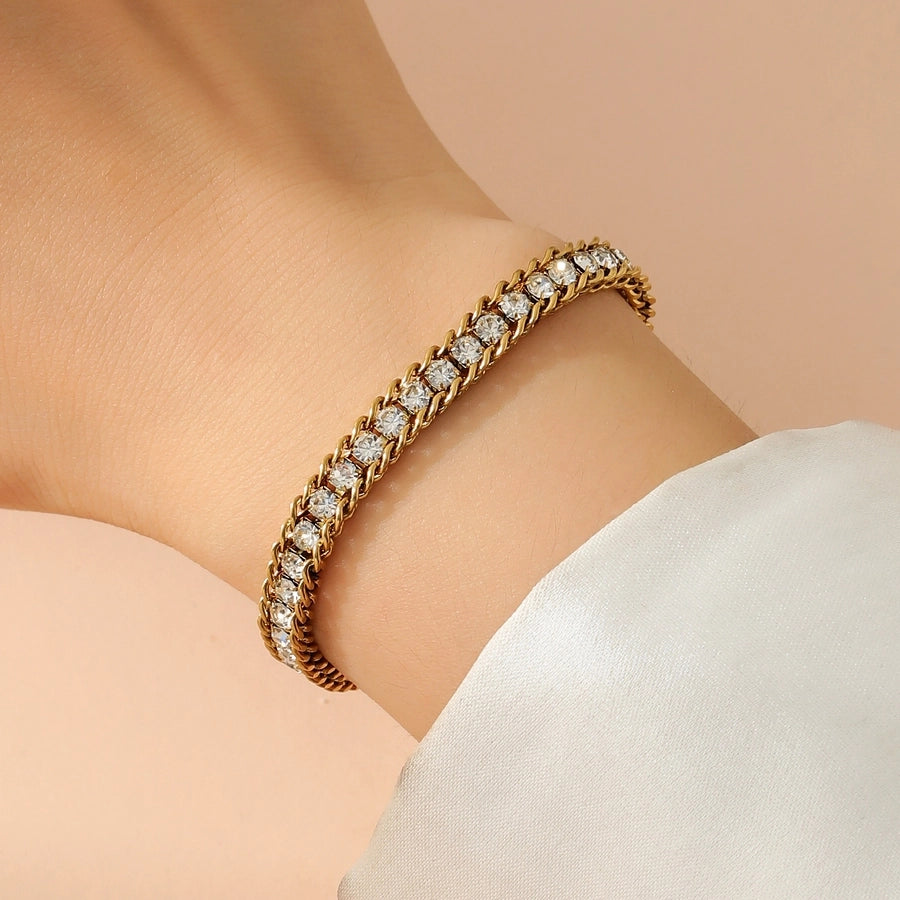 Bracelet de strass glam [304 en acier inoxydable, 18 km plaqués]]