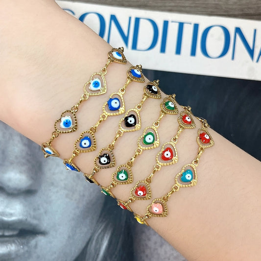 Pulseras de ojo de forma de corazón [304 acero inoxidable]