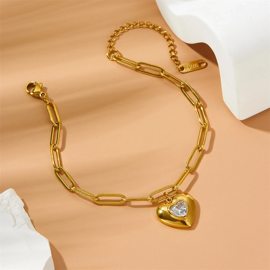 Various Heart Shape Chain Bracelets [Stainless Steel]