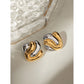 Two tone Stud Earrings [304 Stainless Steel,18K Gold Plated]