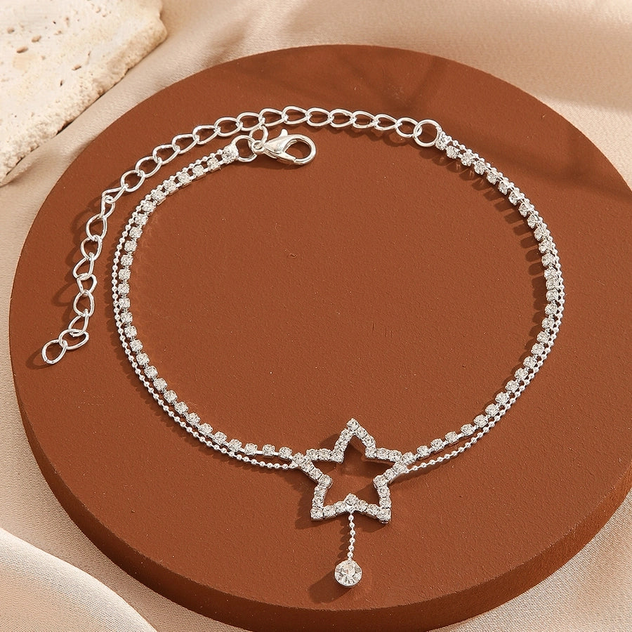 Star Rhinestones Anklet [304 Stainless Steel]