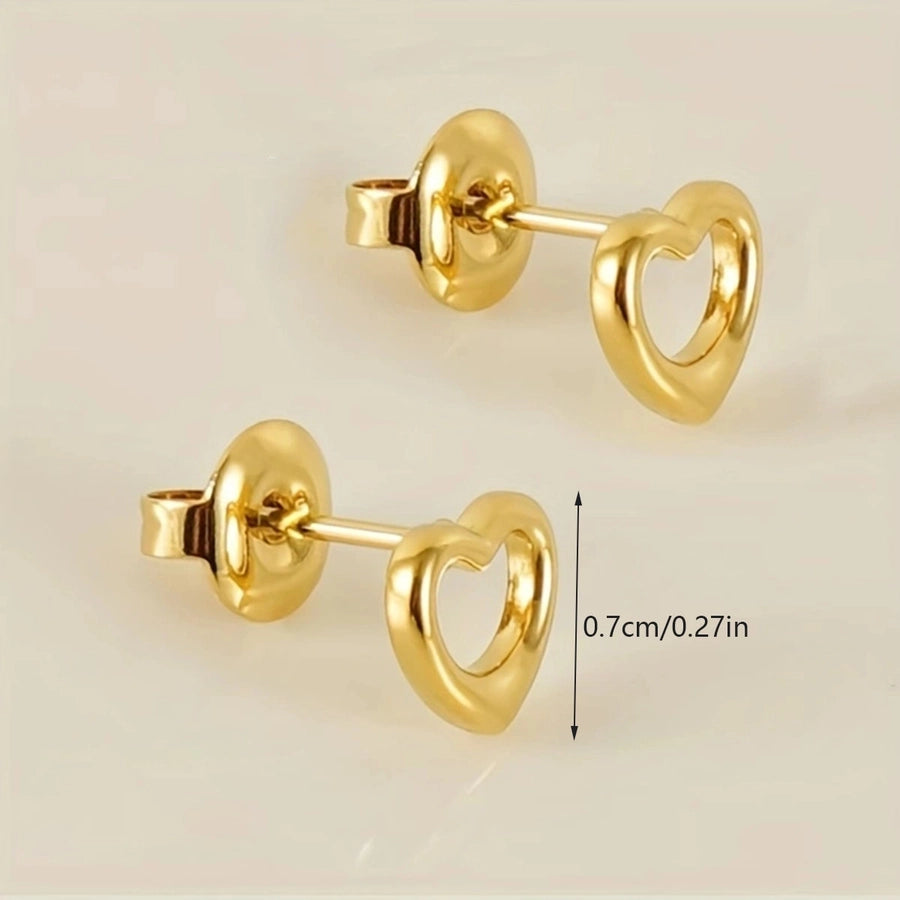 Golden Love Heart/Cloud/Airplane/Mouth Shape Stud Earrings [Stainless Steel]