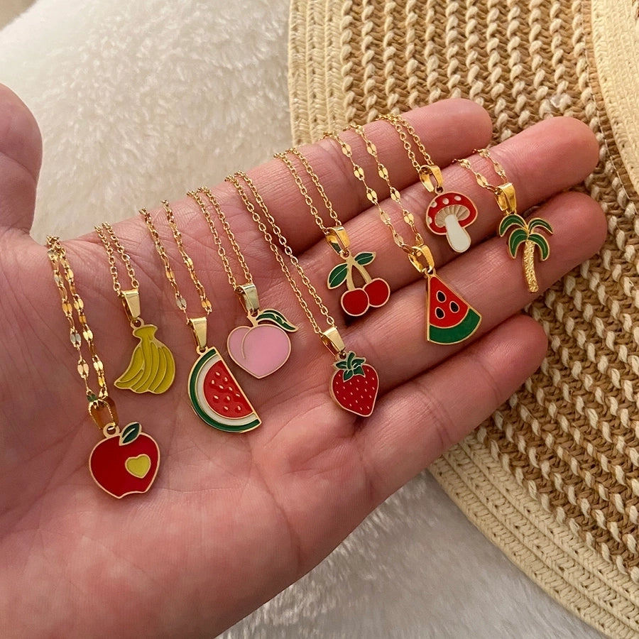 Fruit Necklace [304 Stainless Steel,18K Gold Plated]