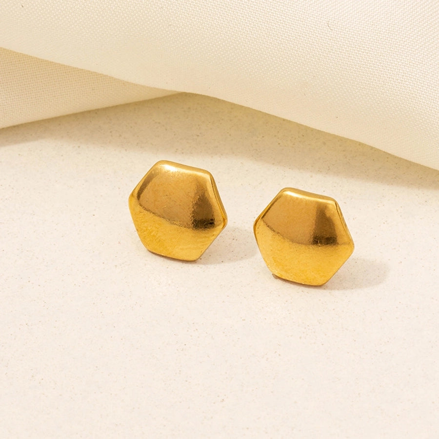 Flat Round Earrings [304 Stainless Steel,18K Gold Plated]