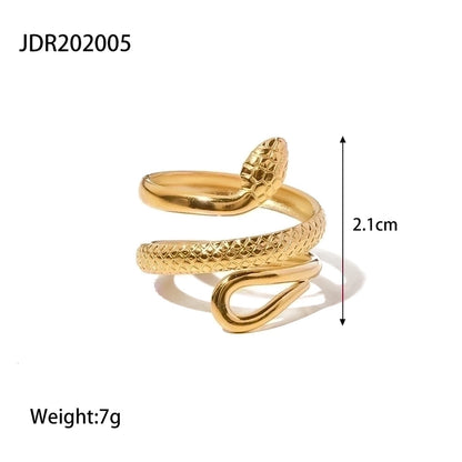 Snake Open Ring [304 Stainless Steel, 18K Gold Plated]