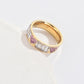 Heart Shape Rectangle Rhinestones Zircon Ring [304 Stainless Steel 14K Gold Plated]