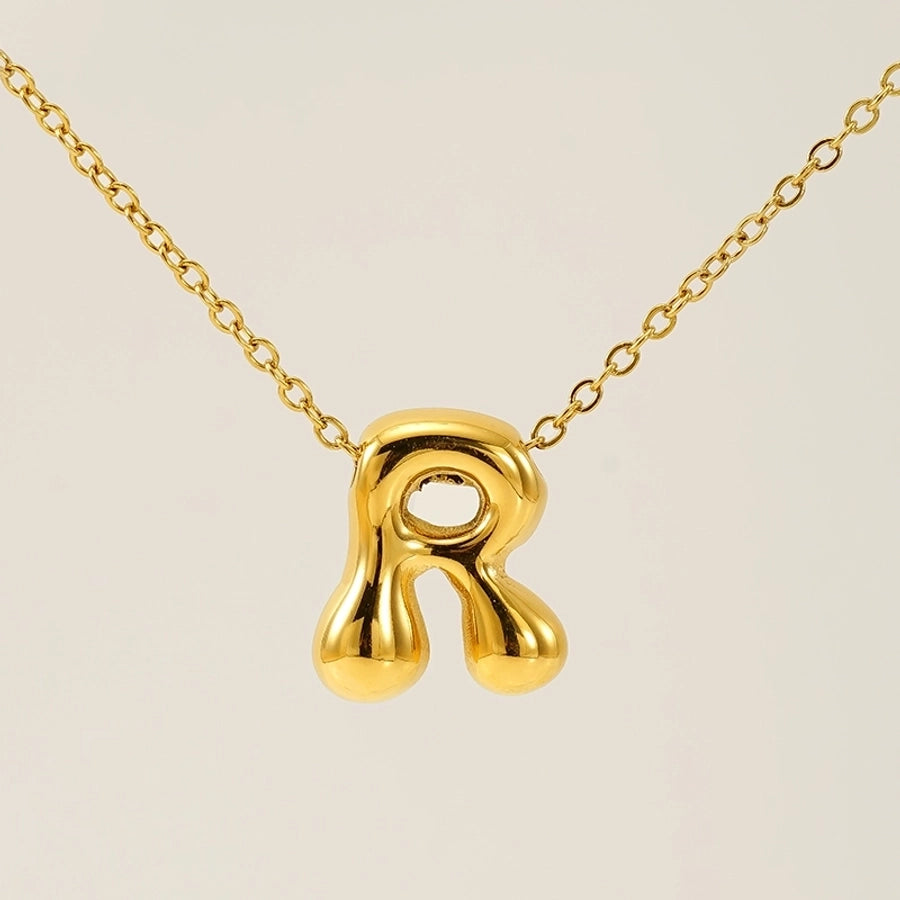 Letter Pendant Necklace [304 Stainless Steel,18K Gold Plated]