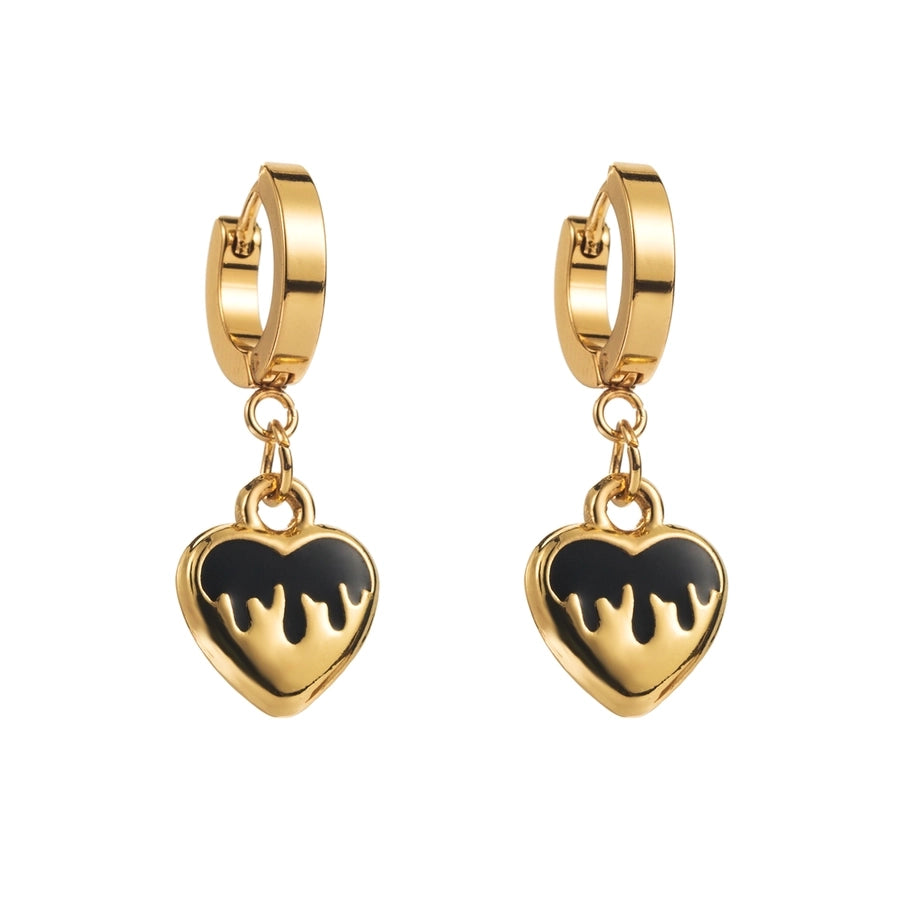 Heart Shape Drop Earrings [316 Stainless Steel,18K Gold Plated]