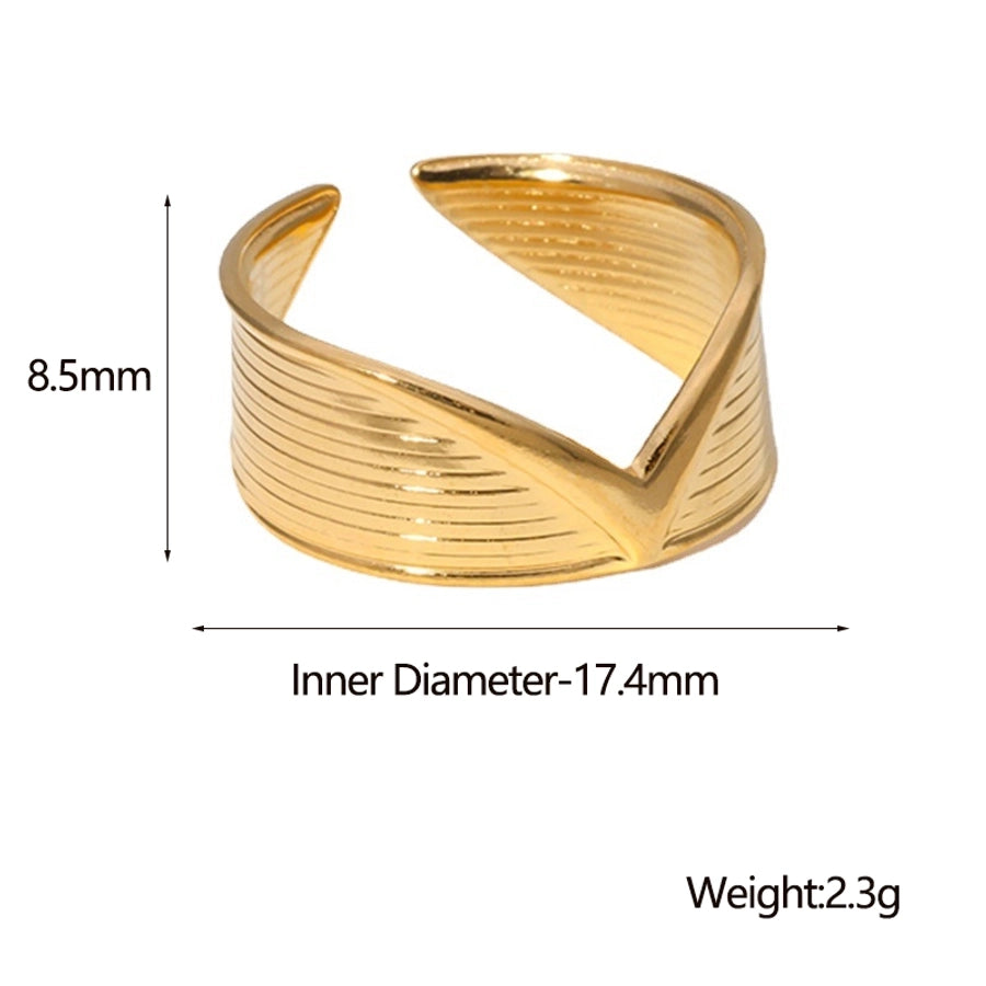 Irregular V Ring [304 Stainless Steel, 18K Gold Plated]