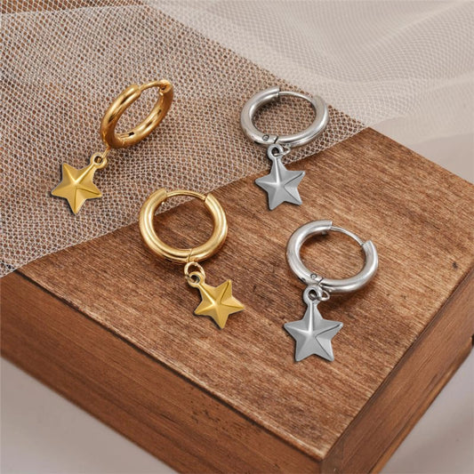 Star Drop Earrings [Stainless Steel]