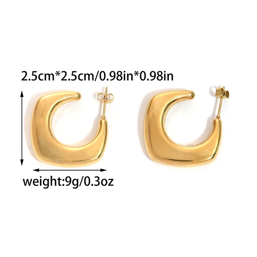 C Shape Moon Twist Placing Boucles d'oreilles [304 en acier inoxydable, 14 carats en or]