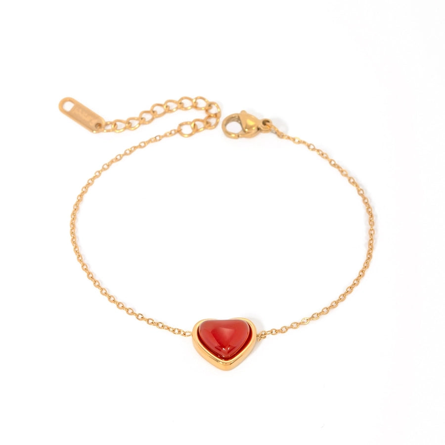 Red Heart Shape Bracelet [Stainless Steel]