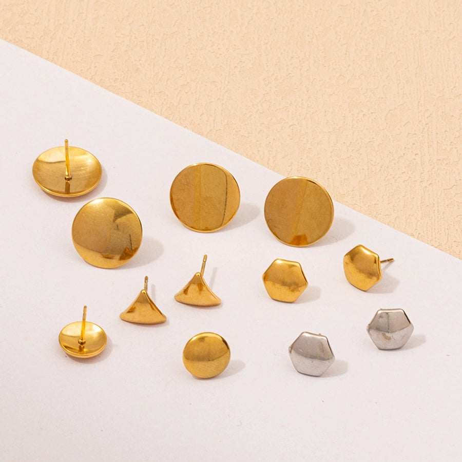 Flat Round Earrings [304 Stainless Steel,18K Gold Plated]