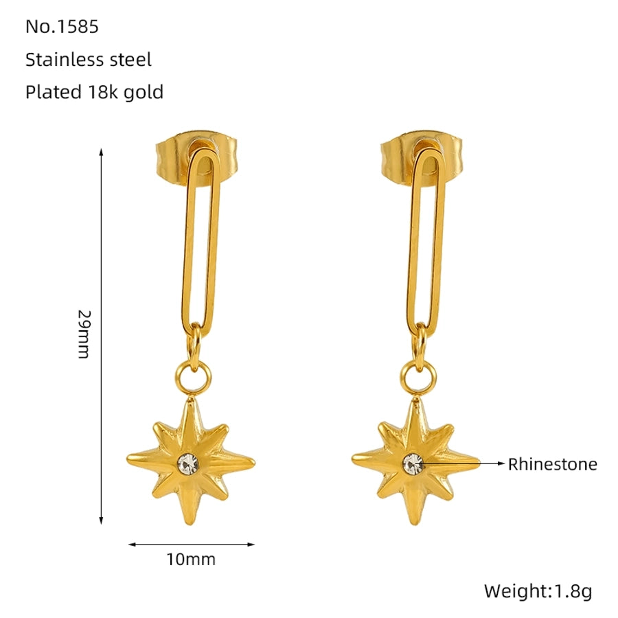 Mix Design Drop Earrings [304 Stainless Steel, 18K Gold Plated]