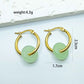 Green Pink Stone Hoop Earrings [304 Stainless Steel,18K Gold Plated]