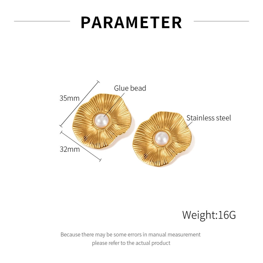 Bladplating oorbellen [304 roestvrij staal, 18K vergulde goud]